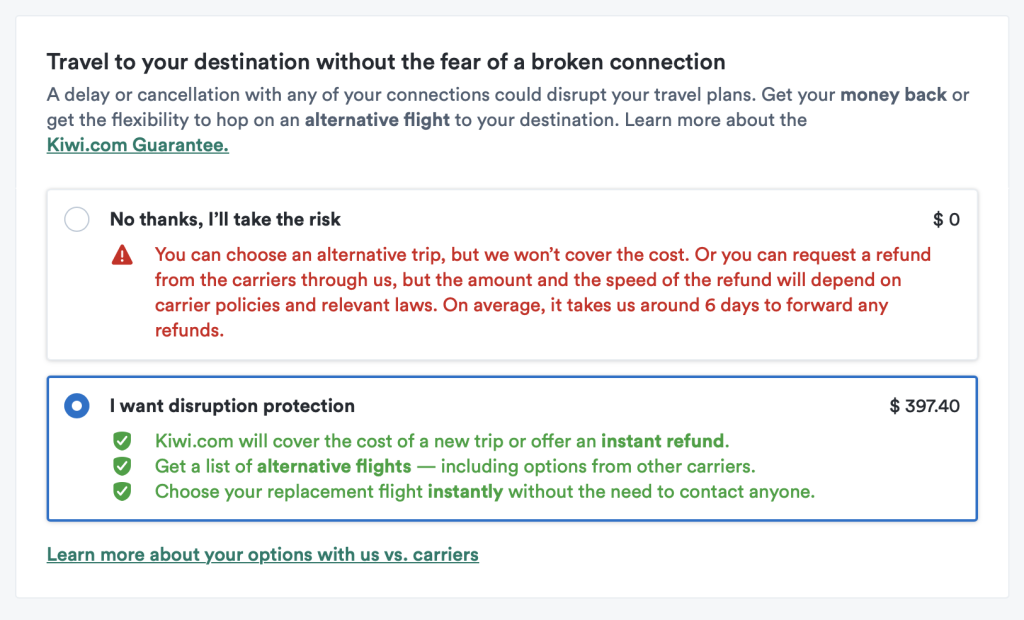 Kiwi.com Protection against interference